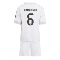 Stroje piłkarskie Real Madrid Eduardo Camavinga #6 Koszulka Podstawowej dla dzieci 2025-26 Krótki Rękaw (+ szorty)